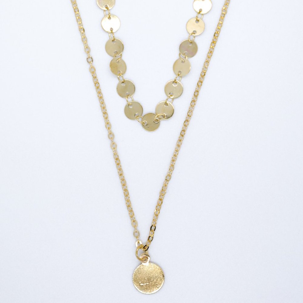 Double Layered Gold Coin Necklace - Picture 1 of 6
